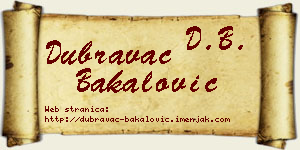 Dubravac Bakalović vizit kartica
